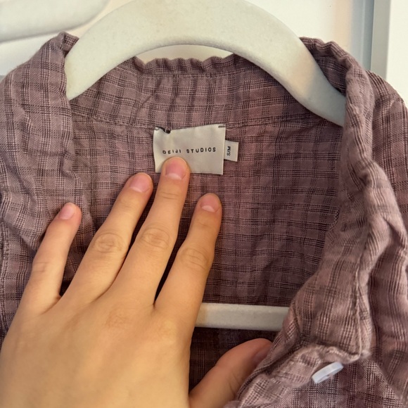 Deiji Studios string linen set in Musk Check - Picture 3 of 3